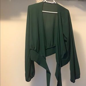 Hunter green wrap top